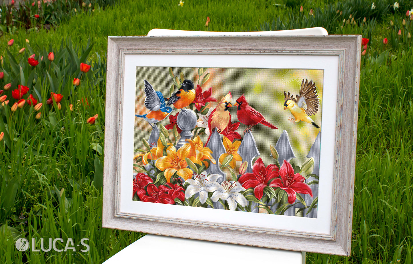 Cross stitch kit - BU5024 Birds in the Lily Yard