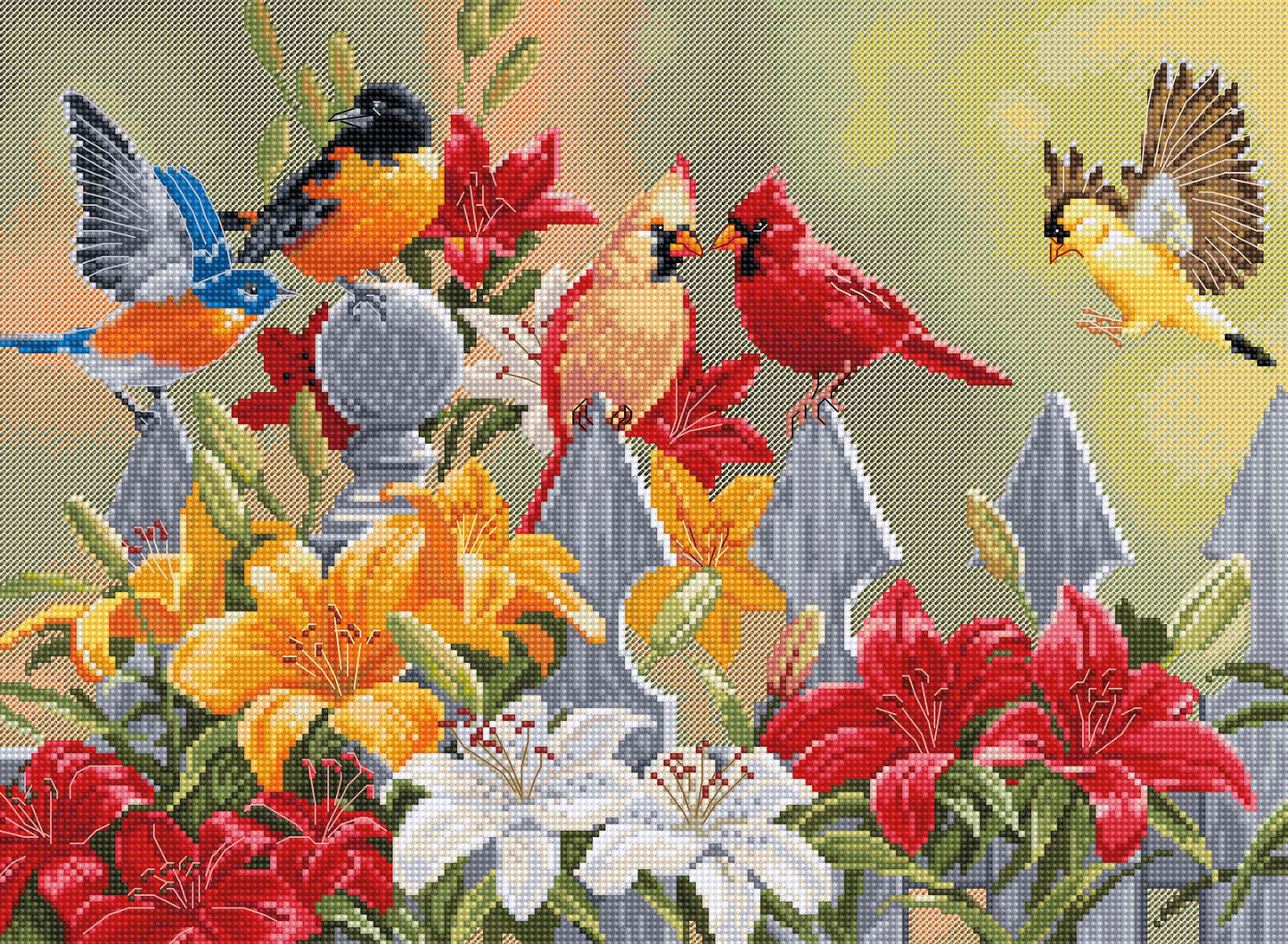 Cross stitch kit - BU5024 Birds in the Lily Yard