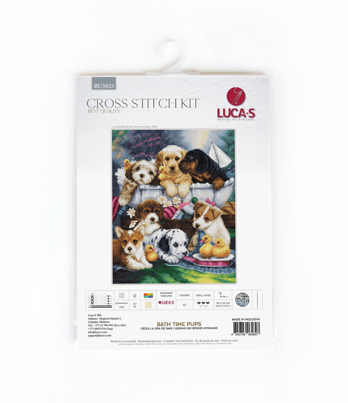 Cross Stitch Kit Luca-S - BU5025 Puppies at Bath Time