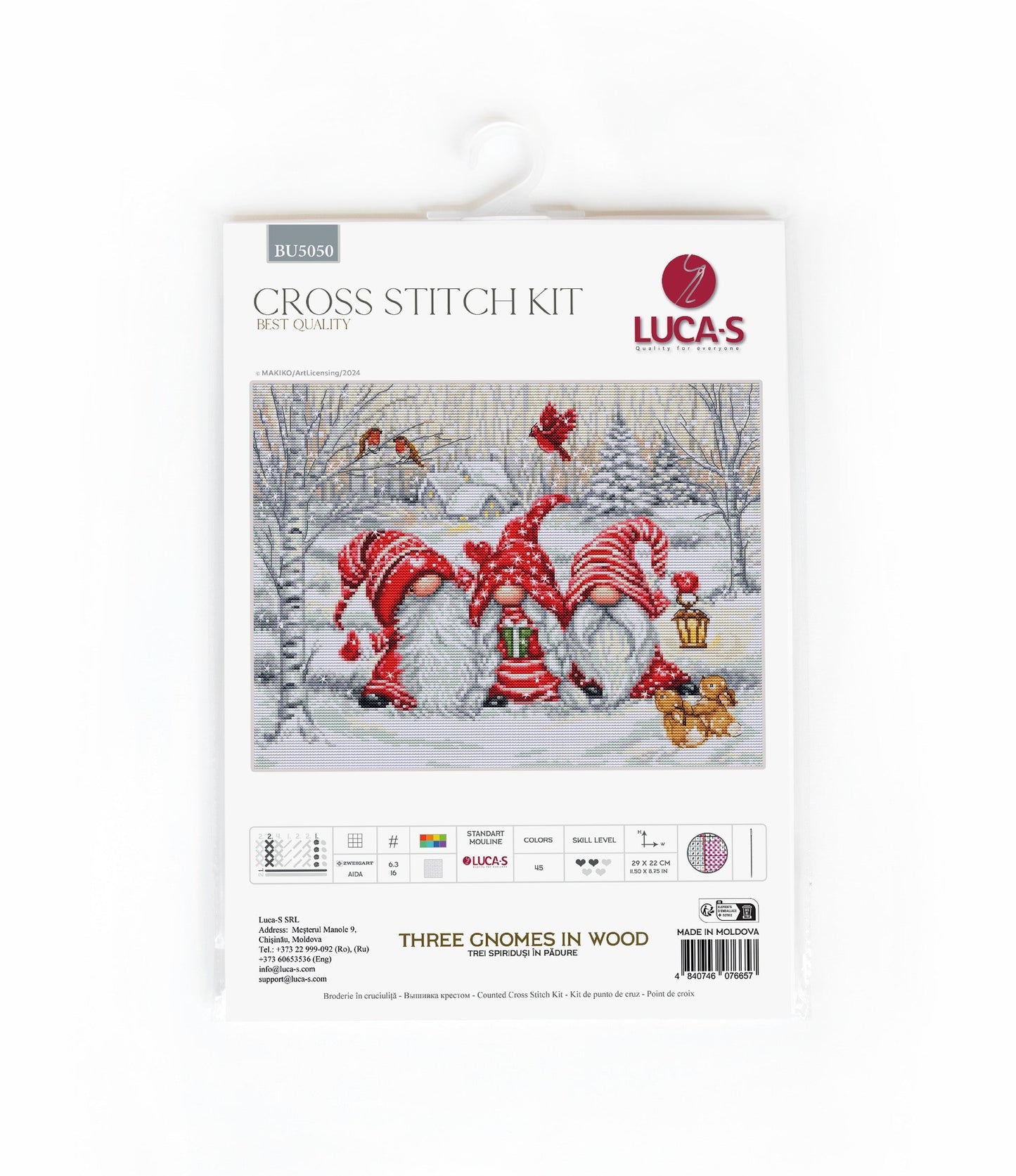 Set de brodat în cruciuliță Luca-S - Trei Spiriduși în Pădure, BU5050
