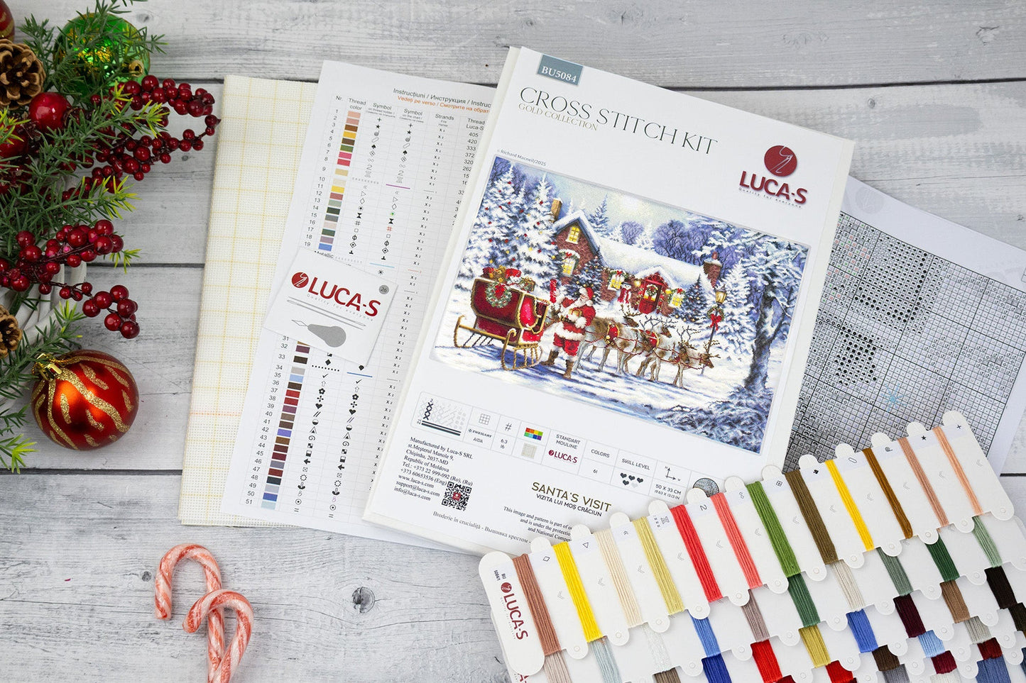 Cross stitch kit Luca-S GOLD - Santa's visit, BU5084