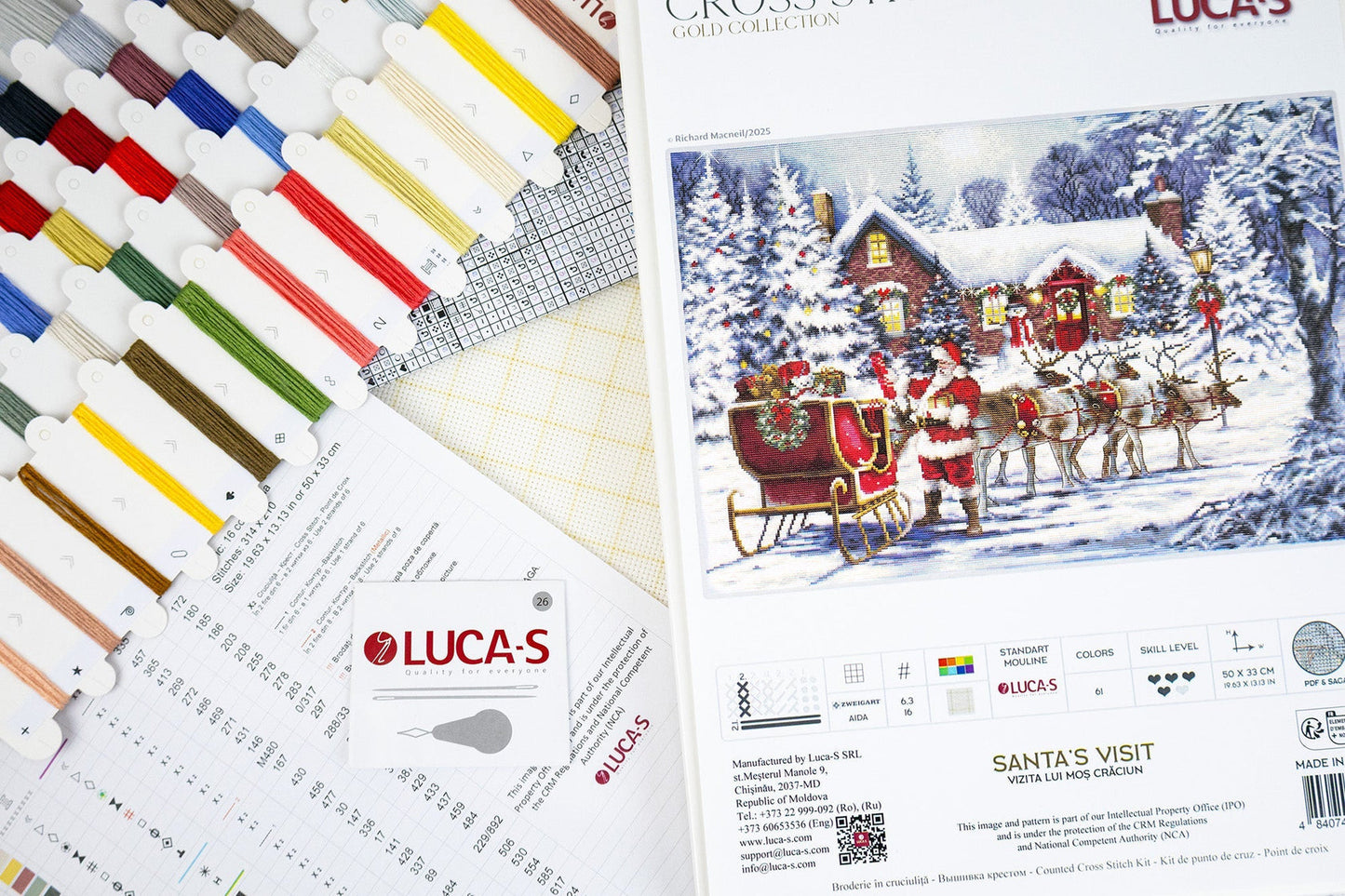 Cross stitch kit Luca-S GOLD - Santa's visit, BU5084