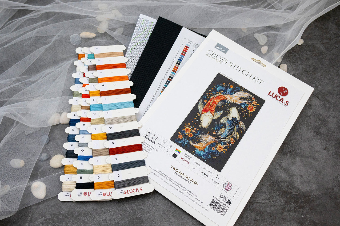 Set de brodat în cruciuliță Luca-S - Doi Pești Magici, BU5091