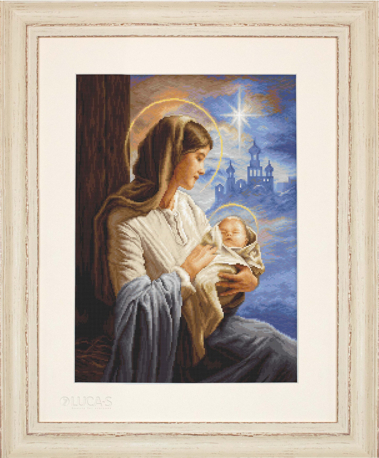 Set de brodat în goblen Luca-S GOLD - G617 Fecioara Maria cu Pruncul