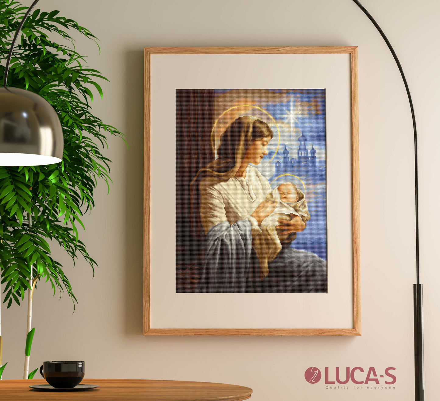 Set de brodat în goblen Luca-S GOLD - G617 Fecioara Maria cu Pruncul