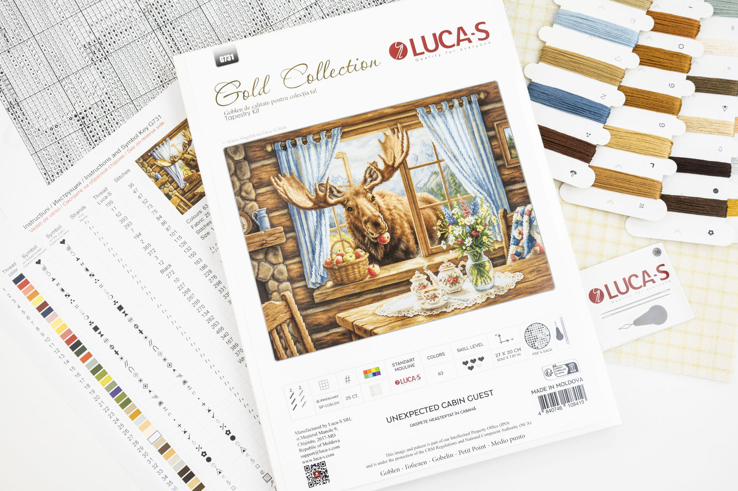 Set de brodat în goblen Luca-S GOLD - G731 Oaspete neașteptat în cabană