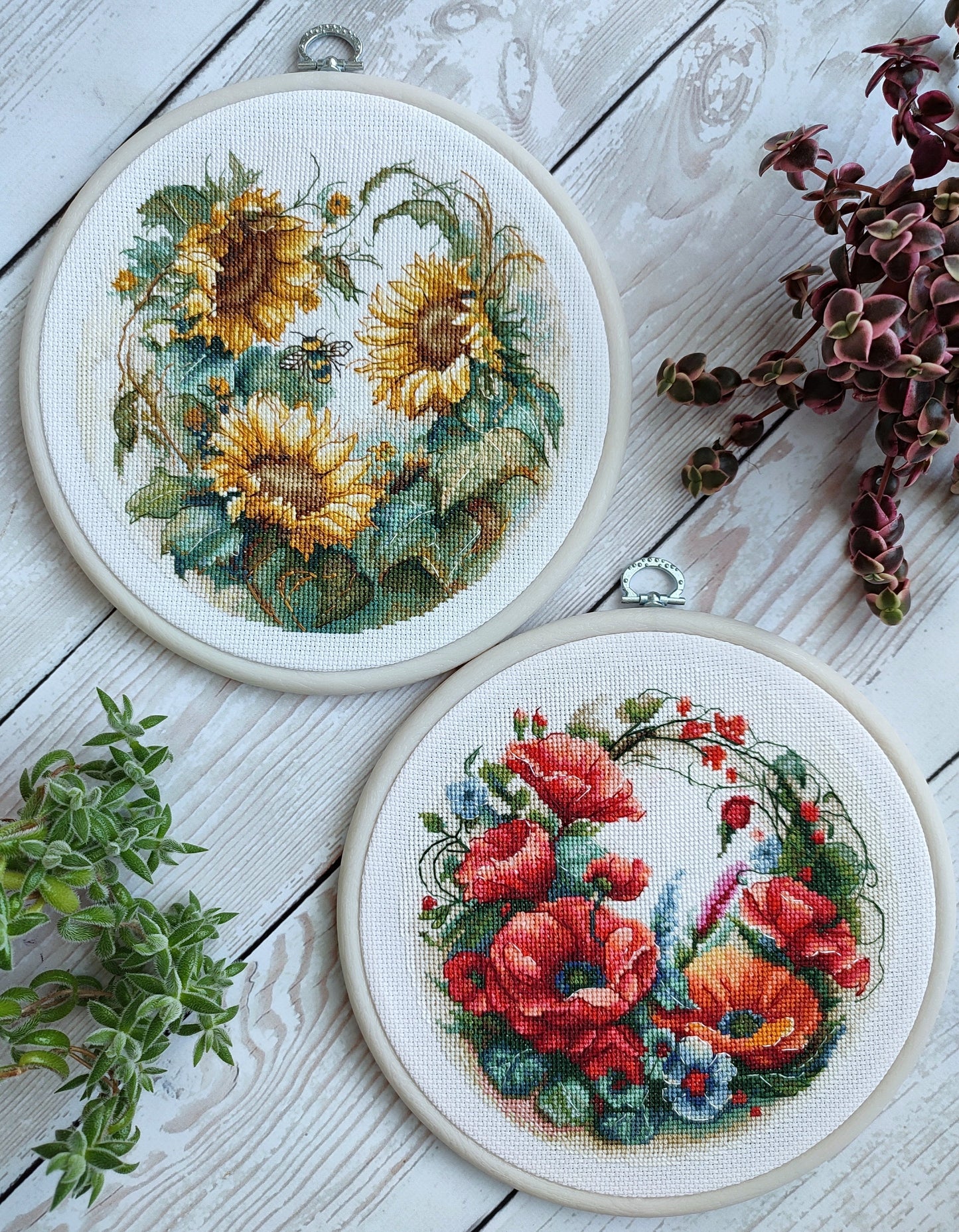 Cross stitch embroidery set with embroidery hoop included - BC202 Sunflower