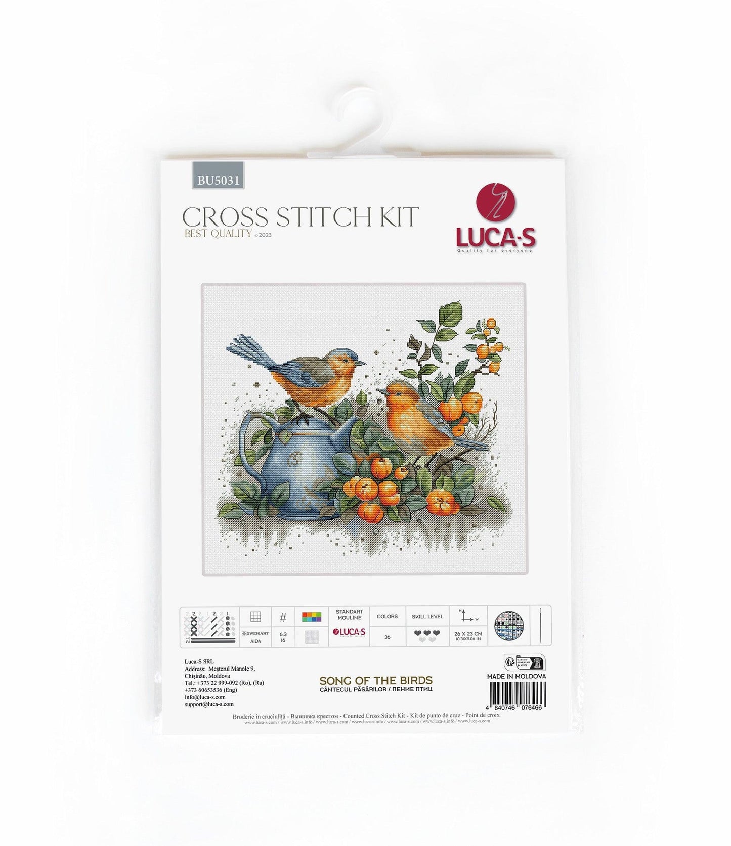 Set de brodat în cruciuliță Luca-S - BU5031, Cântecul păsărilor
