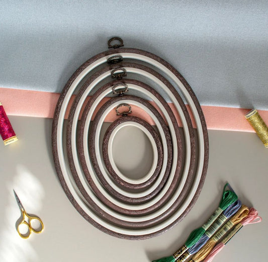 Cerc pentru Broderie Oval de Culoarea Maro, Flexibil, 230-9