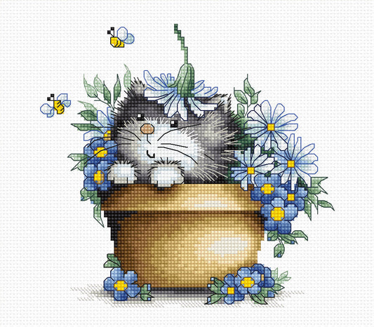 Cross stitch kit Luca-S - B1048 Kitten in flowers
