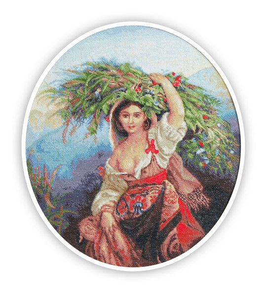 Cross stitch kit Luca-S - B466 Italian Girl with Flowers