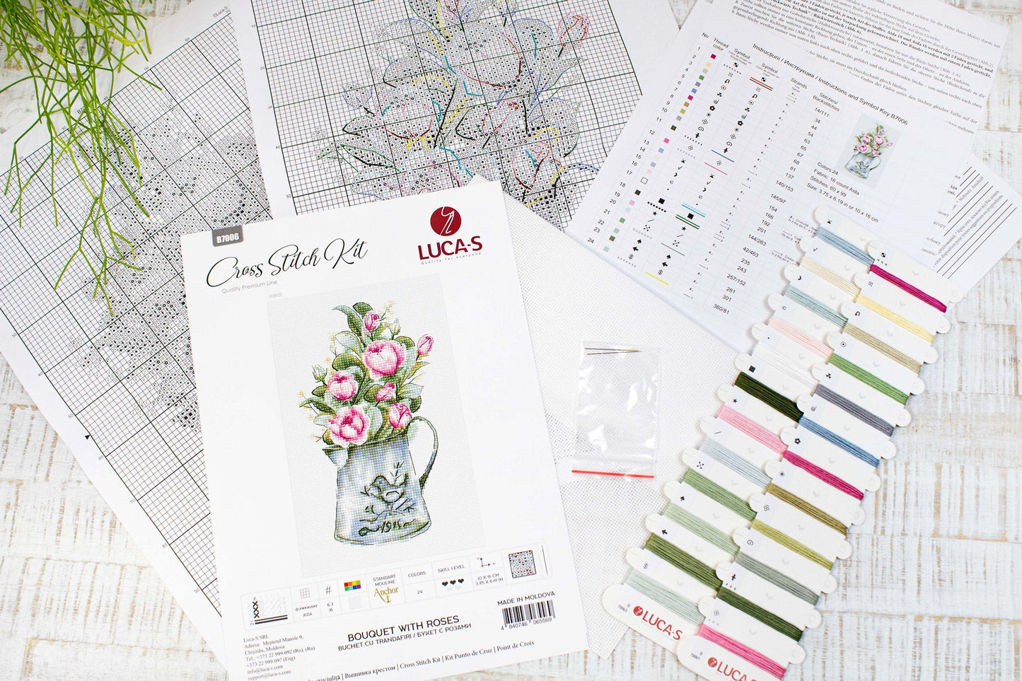 Cross Stitch Kit Luca-S - Bouquet with roses - HobbyJobby