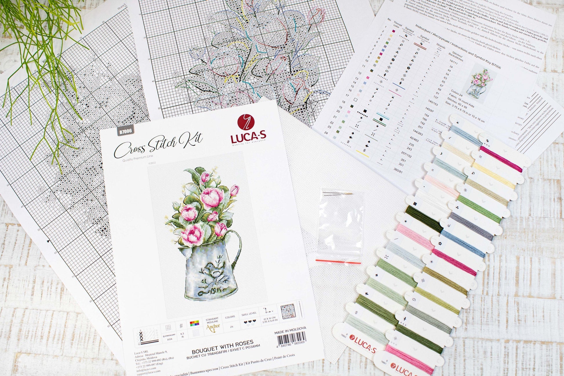 Cross Stitch Kit Luca-S - Bouquet with roses - HobbyJobby