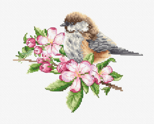 Cross stitch kit Luca-S - Tit on a branch B1194