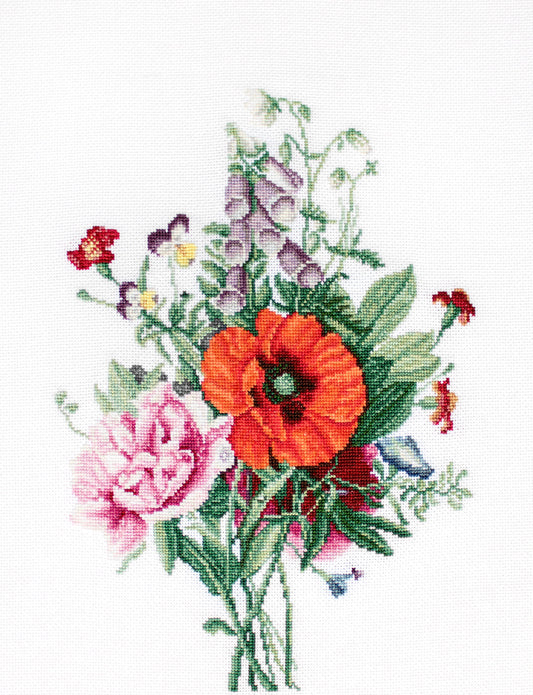 Cross stitch kit Luca-S - B2350 Bouquet with poppy and peony