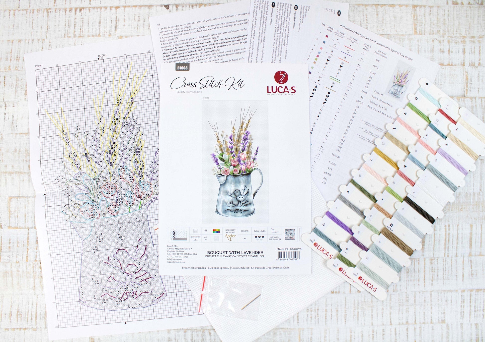 Cross Stitch Kit Luca-S - Bouquet with lavender - HobbyJobby