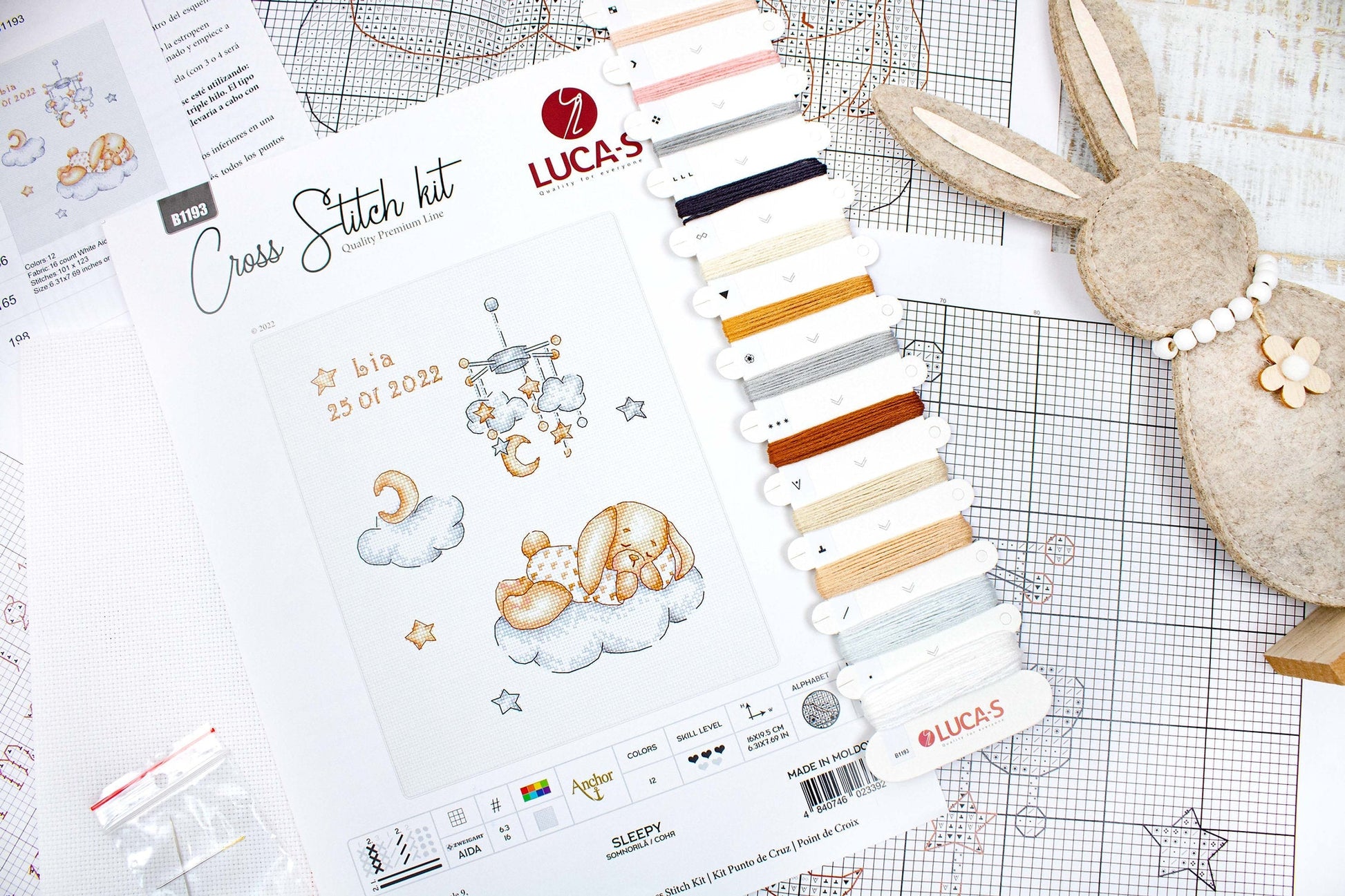 Cross Stitch Kit Luca-S - Sleepy - HobbyJobby