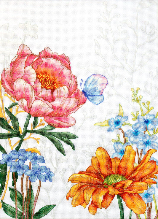 Cross stitch kit Luca-S - BU4019 Flowers and butterfly