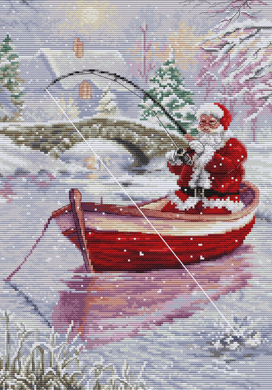Cross stitch kit Luca-S - BU5014 Santa Claus fishing
