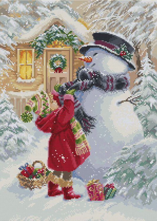 Cross stitch kit Luca-S - BU5018 Little girl with gifts