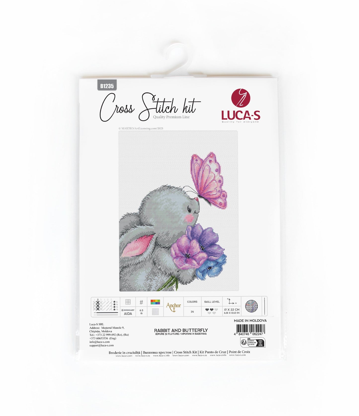 Cross stitch kit Luca-S - B1235 Rabbit and Butterfly