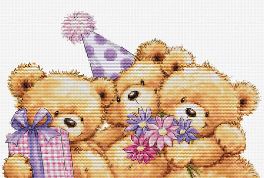 Cross stitch kit Luca-S - Three Bears at a Party, B1411