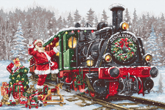 Set de brodat în cruciuliță Luca-S - B2397 Santa`s Express