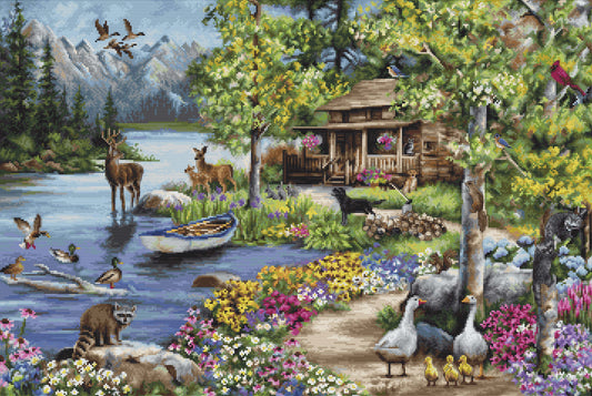 Cross stitch kit GOLD - B2410 Cottage by the lake