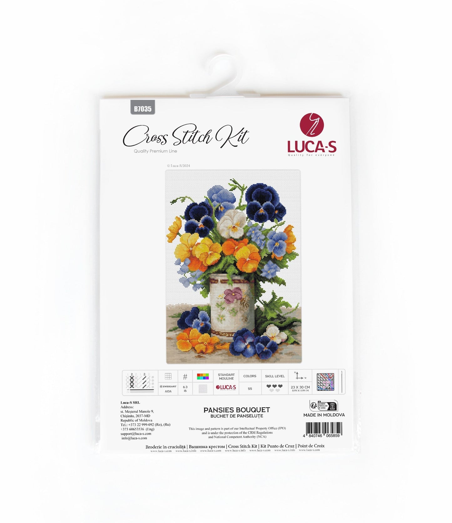 Cross stitch kit Luca-S - Bouquet of Pansies, B7035
