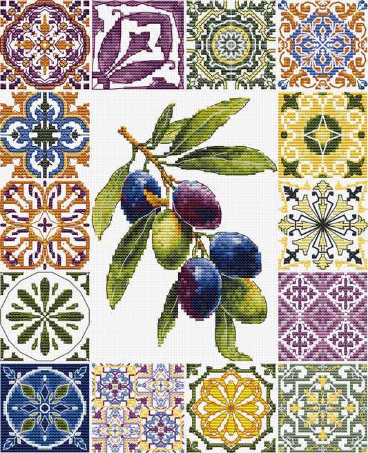 Set de brodat în cruciuliță Luca-S - Paleta de Măsline a Mediteranei, B7050