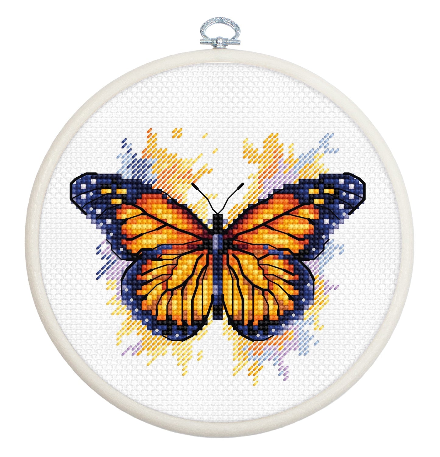 Cross stitch embroidery kit with embroidery hoop included - Monarch Butterfly, BC102