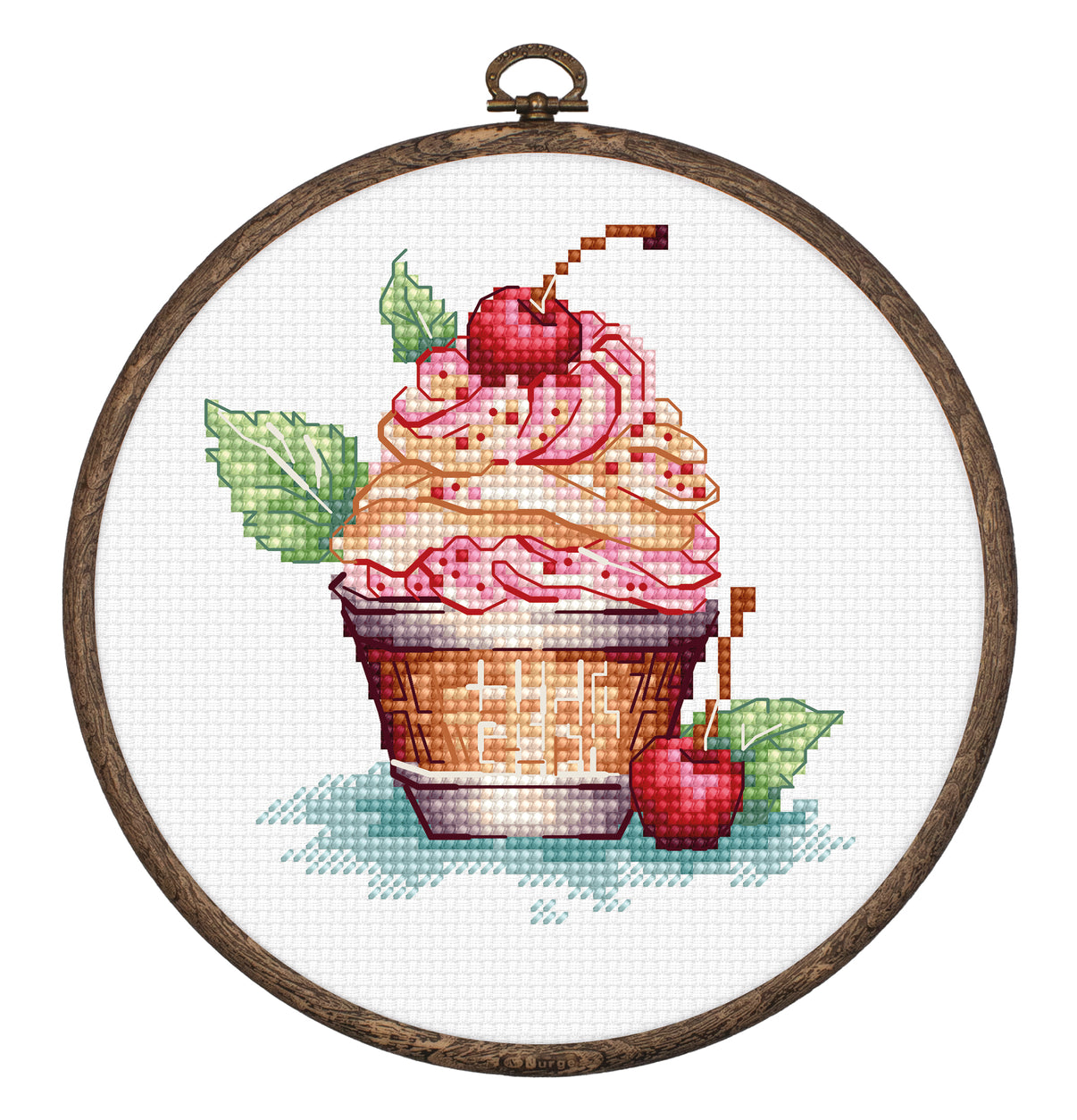 Cross stitch embroidery set with embroidery hoop included Luca-S - Cherry Ice Cream, BC104
