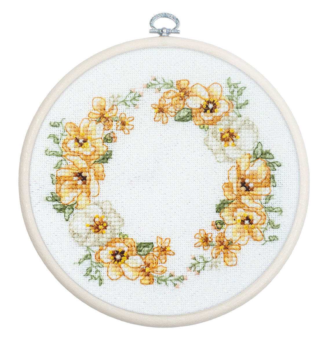 Set de brodat în cruciuliță cu cercul de brodat inclus Luca-S - BC110 Ritm Floral