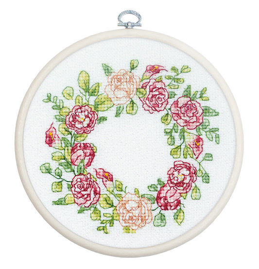 Set de brodat în cruciuliță cu cercul de brodat inclus Luca-S - BC113 Povestea Trandafirilor