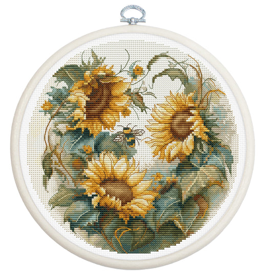 Cross stitch embroidery set with embroidery hoop included - BC202 Sunflower