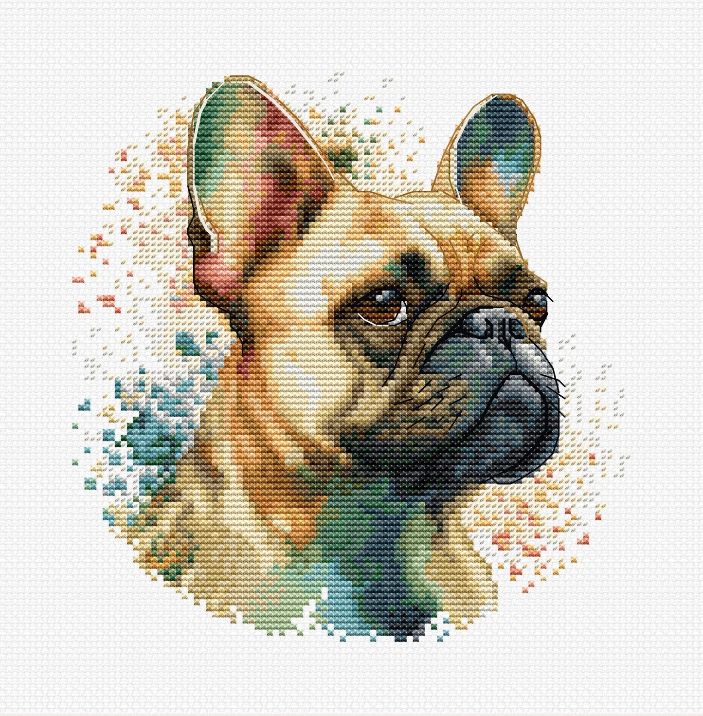 Cross stitch embroidery kit with embroidery hoop included - BC207 French Bulldog