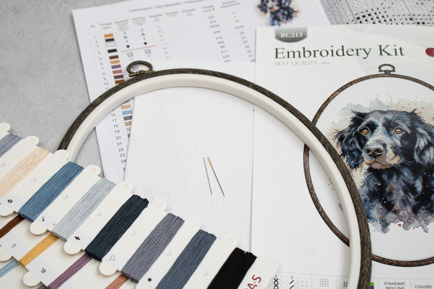 Embroidery kit with frame included Luca-S - BC213 Border Collie 
