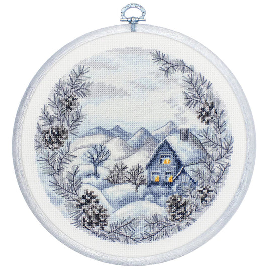 Set de brodat în cruciuliță cu cercul de brodat inclus - Iarna BC218