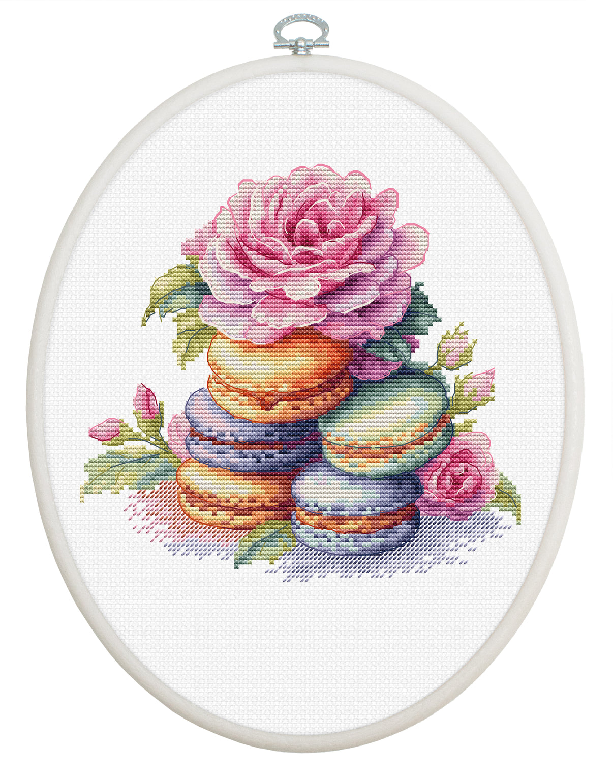 Cross stitch embroidery set with embroidery hoop included - French Macarons, BC226