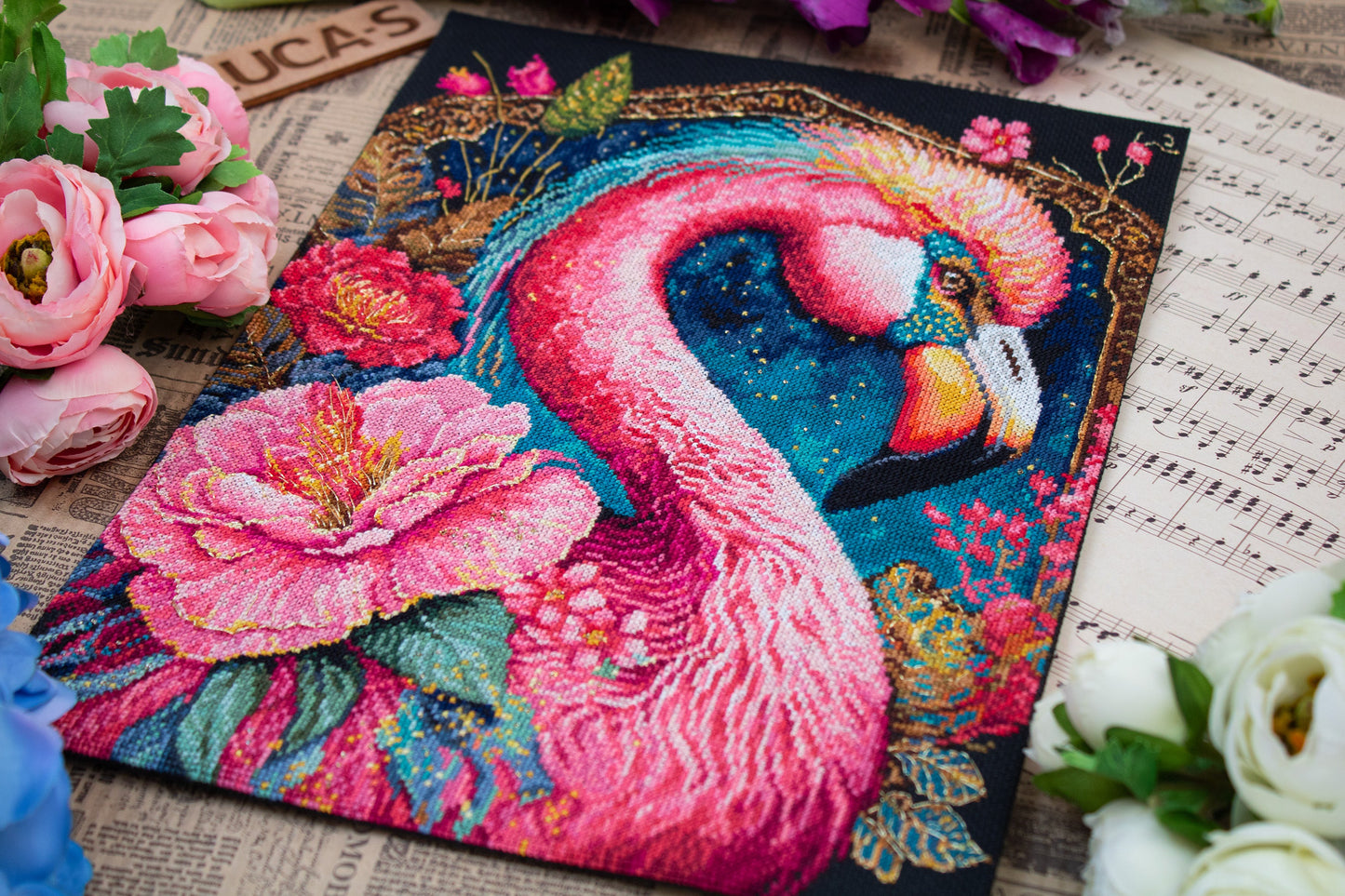 Cross stitch kit Luca-S - Flamingo, BU5036