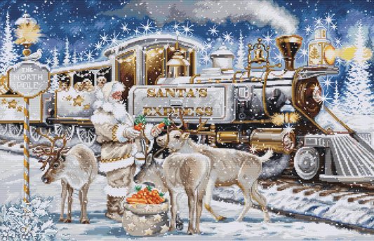 Set de brodat Luca-S în cruciuliță Luca-S Gold - Santa's Express White, BU5038Express White, BU5038