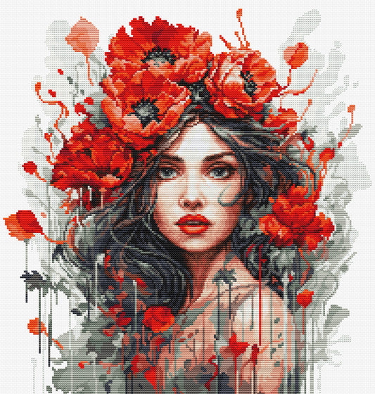 Cross stitch kit Luca-S - Girl with Poppies, BU5063