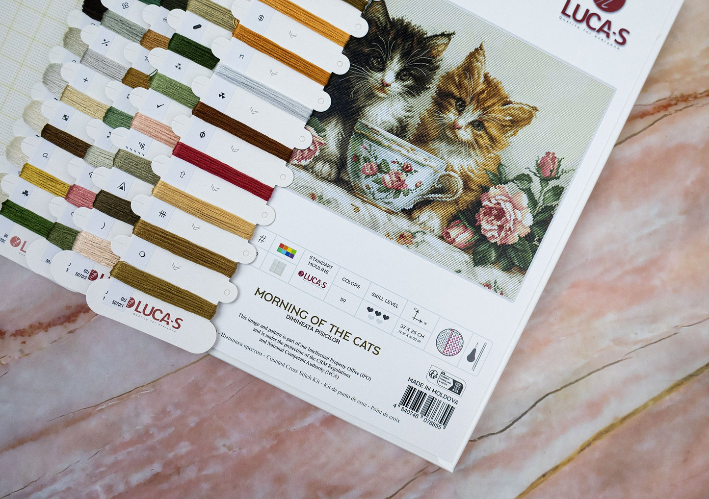 Cross stitch kit Luca-S GOLD - Morning of the Cats, BU5070