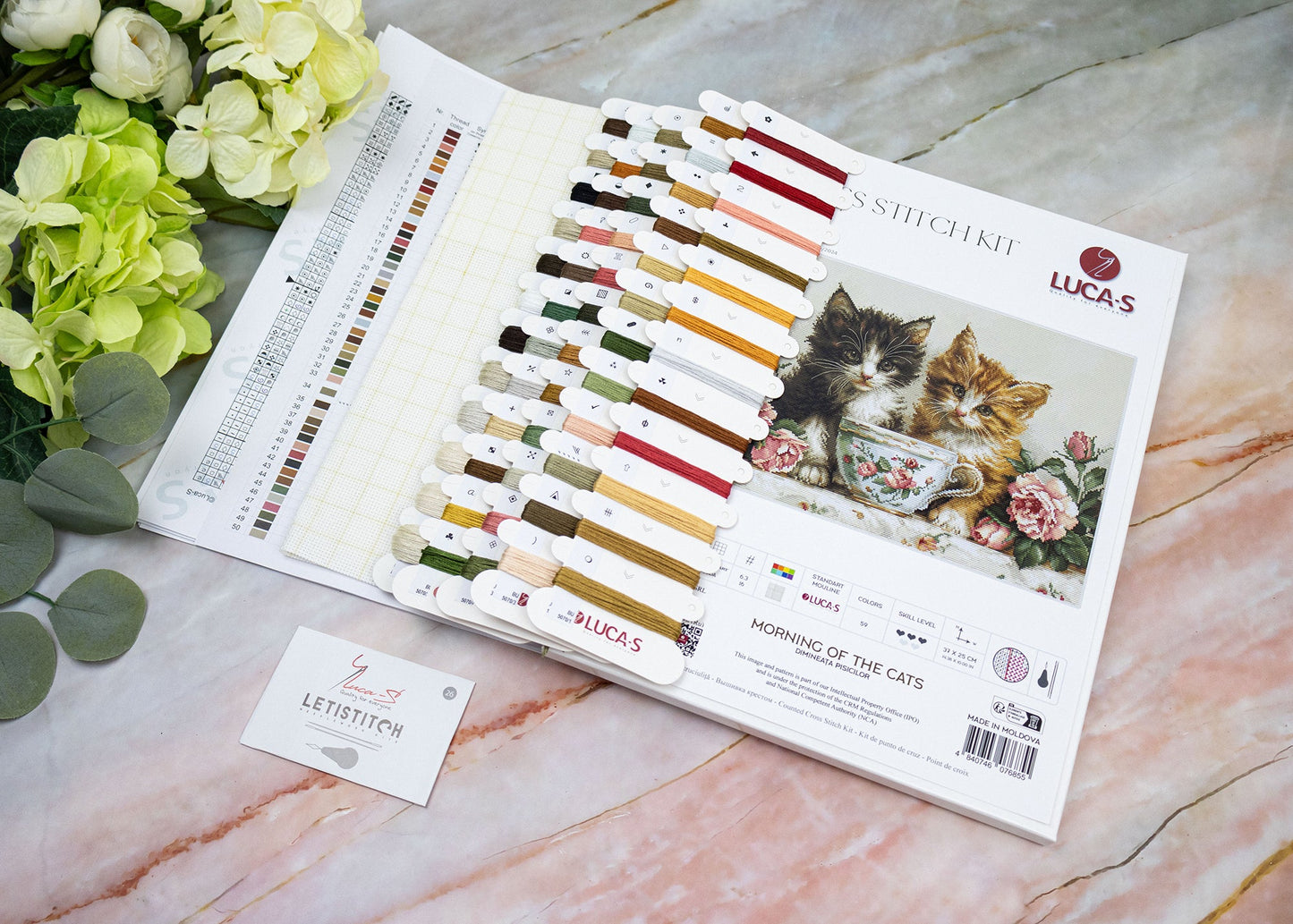 Cross stitch kit Luca-S GOLD - Morning of the Cats, BU5070