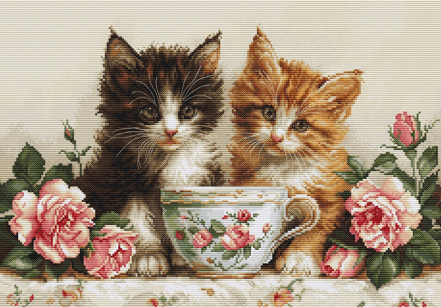 Cross stitch kit Luca-S GOLD - Morning of the Cats, BU5070