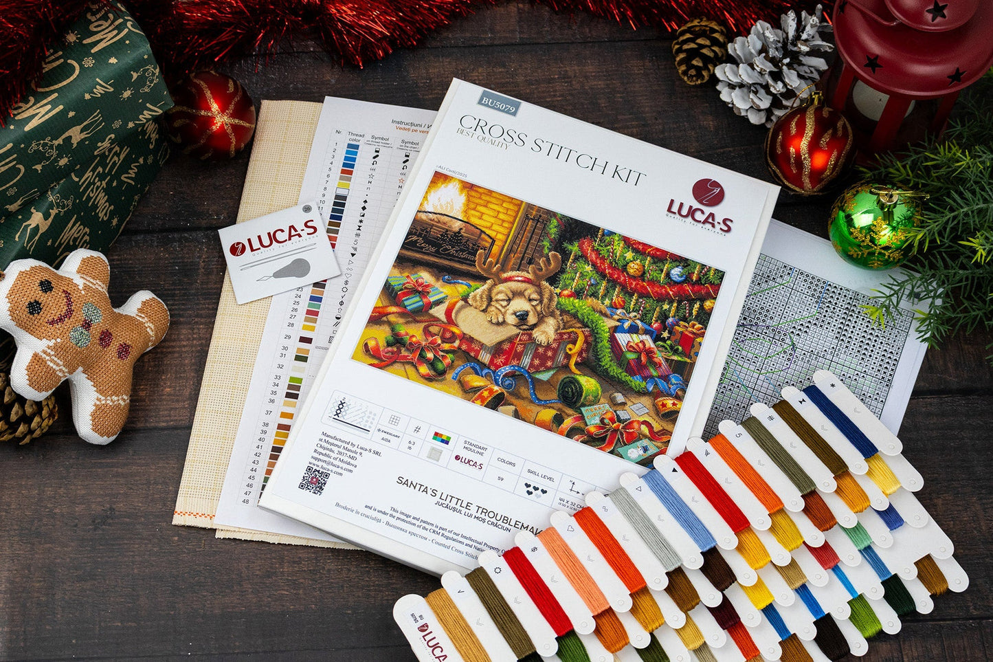 Cross stitch kit Luca-S - Santa's Playful, BU5079