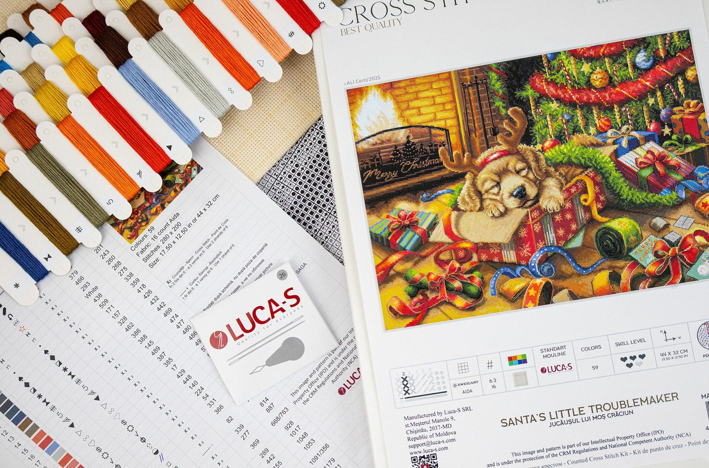 Cross stitch kit Luca-S - Santa's Playful, BU5079