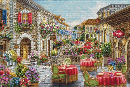 Cross stitch kit Luca-S GOLD - Cafes with Flowers, BU5080