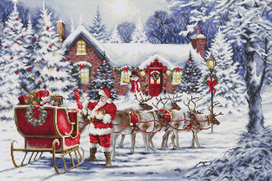 Cross stitch kit Luca-S GOLD - Santa's visit, BU5084