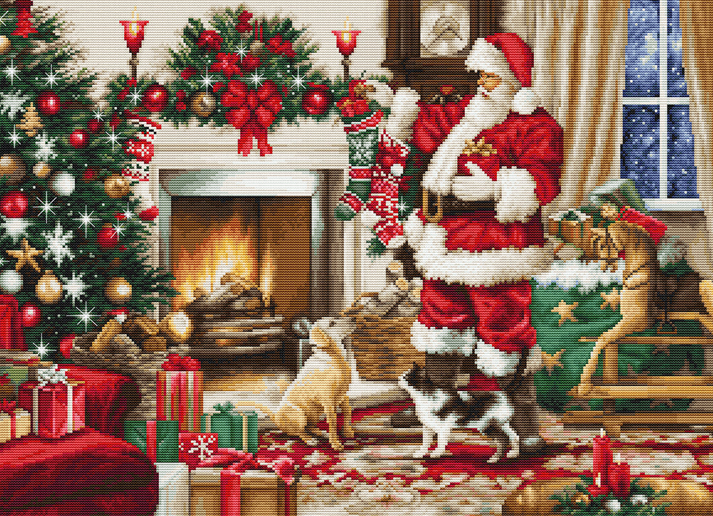 Set de brodat în cruciuliță Luca-S GOLD - Santa Interior, BU5100